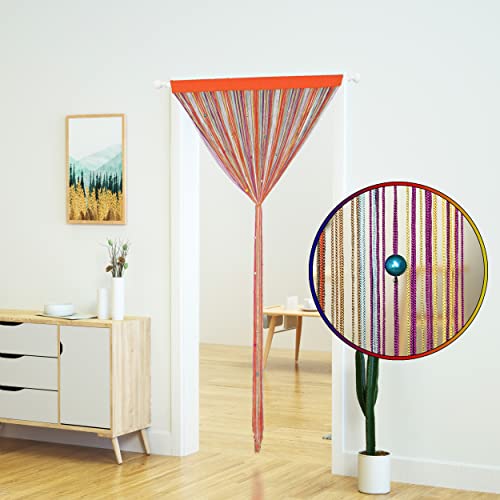 YaoYue Beaded Curtain Door String Curtains for Doorway Tassels Beads Hanging Fringe Hippie Room Divider Window Hallway Entrance Wall Closet Bedroom Privacy Decor (39×79in/100×200cm, Rainbow) - Image 2