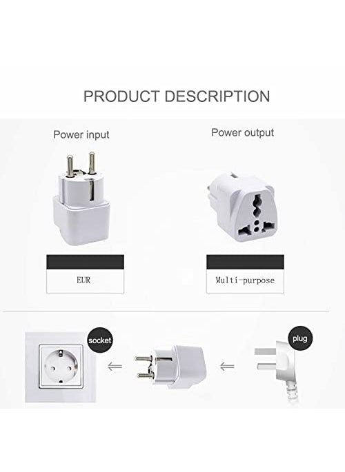 RV Enterprise RV Enterprise India to Europe Germany Schuko Type EF Travel Adapter Plug White Color Pack of 3  - Image 4