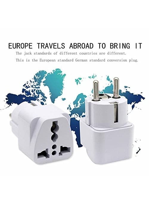 RV Enterprise RV Enterprise India to Europe Germany Schuko Type EF Travel Adapter Plug White Color Pack of 3  - Image 3