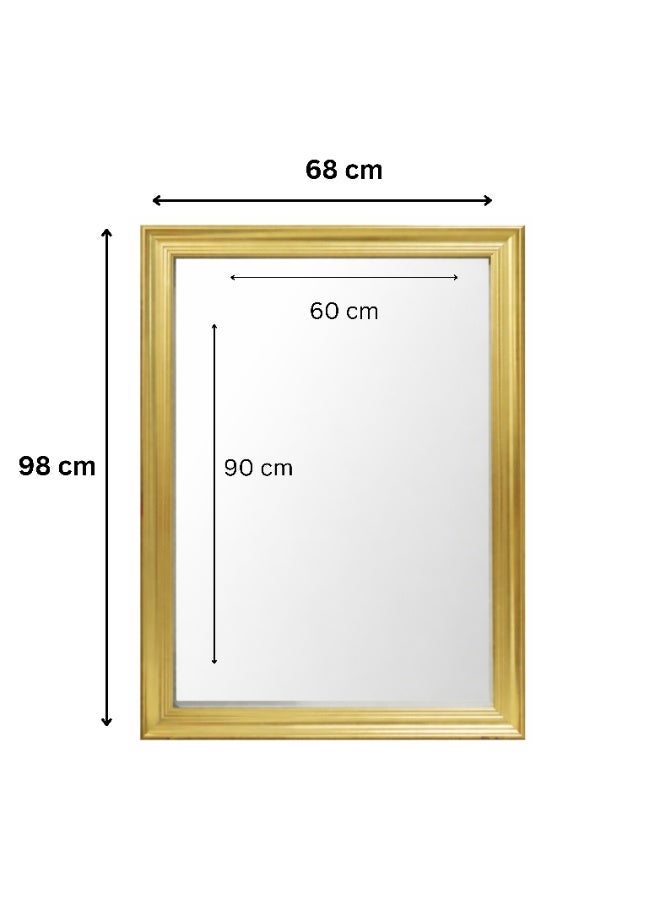 مرآة حائط مستطيلة بإطار PVC ذهبي مقاس 68 × 98 سم مع أدوات تعليق على الحائط، مناسبة للمدخل، غرفة النوم، غرفة المعيشة وطاولة الزينة - Image 5