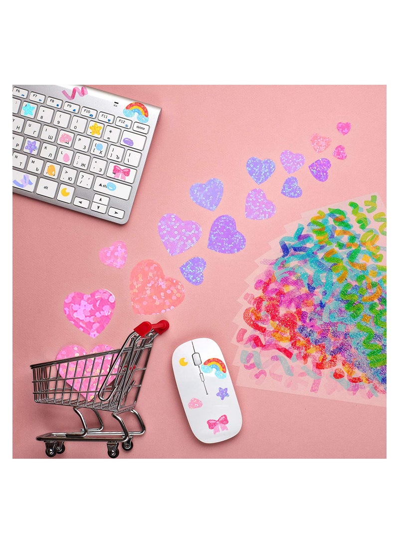 SOLARAE 18 Sheets Scrapbook Sticker Laser Ribbon Colorful Letter Confetti Shiny Decoration Bling Photo Conor DIY Decor for Journal Diary Album Card Making Arts and Crafts - Image 5