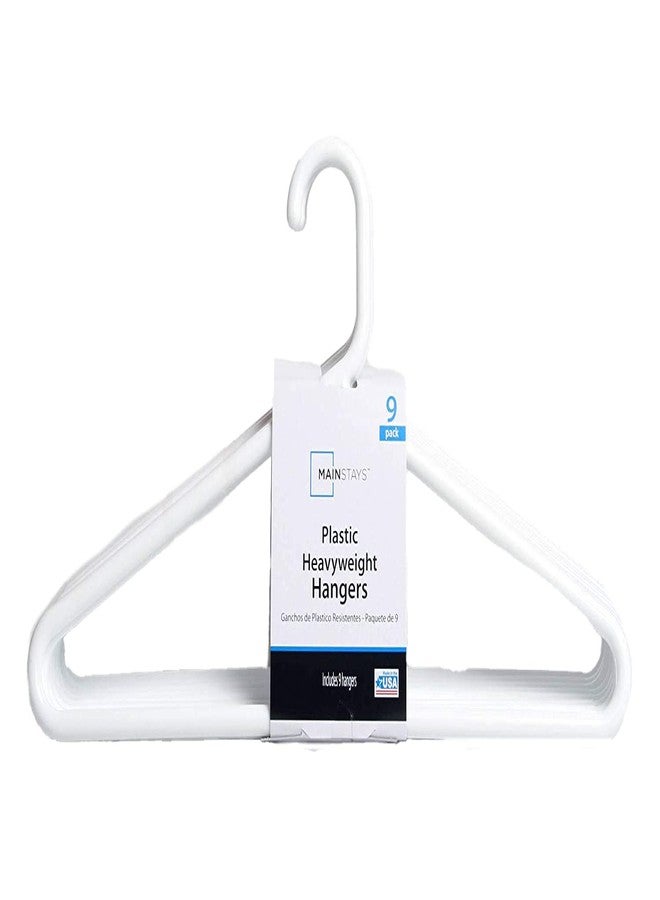 Mainstays Strong Extra Heavy Adult Plastic Tube Hangers - White - 9 Ct - Image 1
