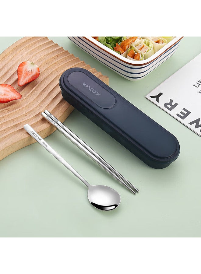 MAX COOK Meichun (maxcook) 304 Stainless Steel Chopsticks And Spoon Cutlery Set, Portable Three-piece Chopsticks And Spoon Set, Midnight Blue Mcgc0673 - Image 5