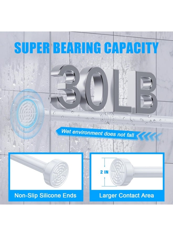 JOGAMS Shower Curtain Rod Adjustable Spring Tension Curtain Rod Never Rust Anti Slip Shower Curtain Rod for Bathroom No Drilling Never Collapse Easy to Use - Image 3