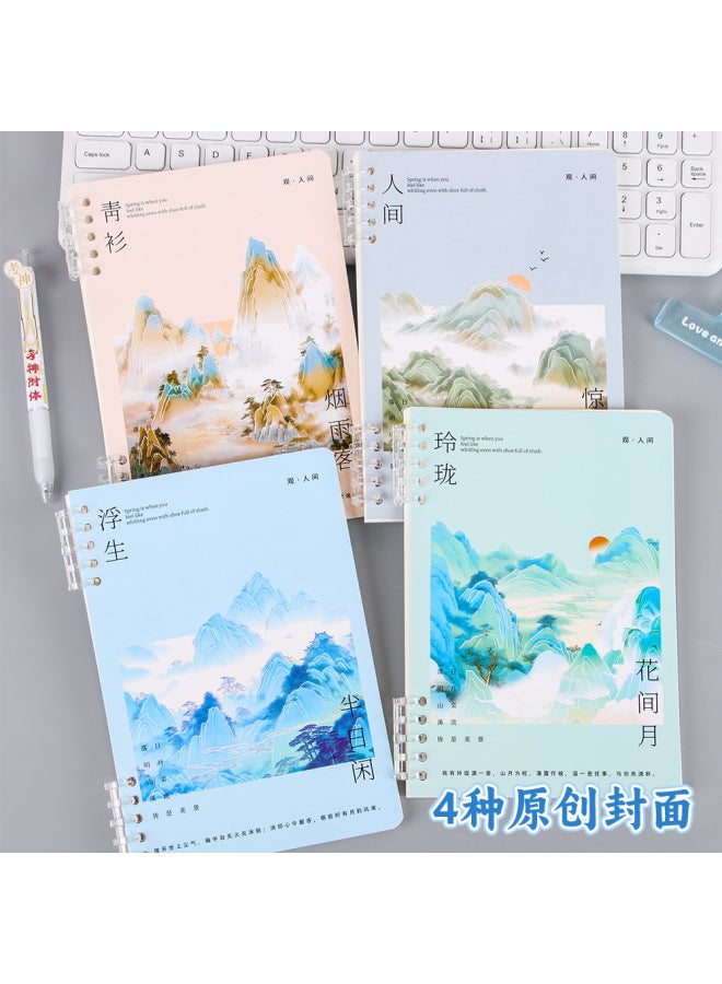 HELPS Creative Guofeng A5 Coil Book Students Use Thickened Horizontal Line Book Loose-leaf Notepad High Color Value Hand Book - Image 4
