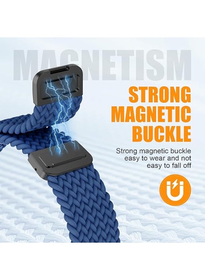 Magnetic Braided Stretchy Loop Band 49mm 46mm 45mm 44mm 42mm Compatible with Apple Watch Ultra Series 11/10/9/8/7/SE/6/5/4/3/2/1 for Women Men, Stretchy Nylon Elastic Sport Strap-Blue - Image 2