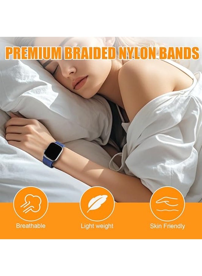 Magnetic Braided Stretchy Loop Band 49mm 46mm 45mm 44mm 42mm Compatible with Apple Watch Ultra Series 11/10/9/8/7/SE/6/5/4/3/2/1 for Women Men, Stretchy Nylon Elastic Sport Strap-Blue - Image 5