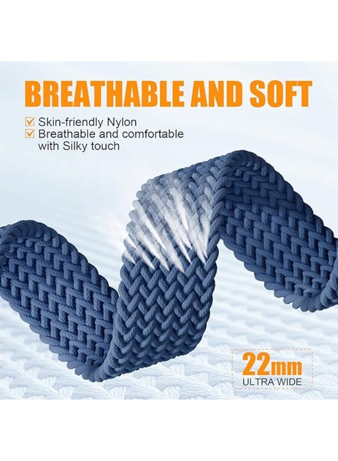 Magnetic Braided Stretchy Loop Band 49mm 46mm 45mm 44mm 42mm Compatible with Apple Watch Ultra Series 11/10/9/8/7/SE/6/5/4/3/2/1 for Women Men, Stretchy Nylon Elastic Sport Strap-Blue - Image 3