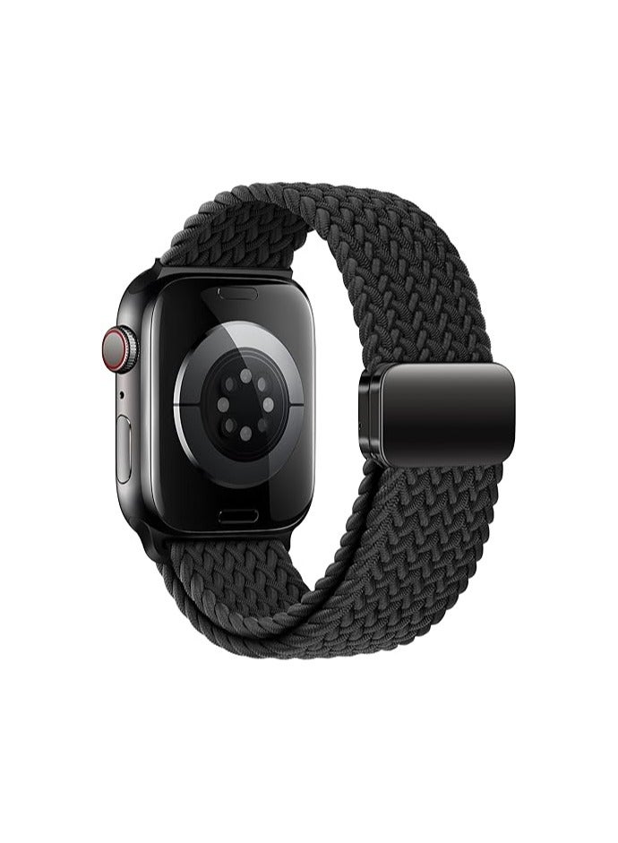 Magnetic Braided Solo Loop Band Compatible with Apple Watch Series 10 49mm 46mm 45mm 44mm 42mm for Women Men, Stretchy Nylon Elastic Sport Strap-Blue  - Image 2