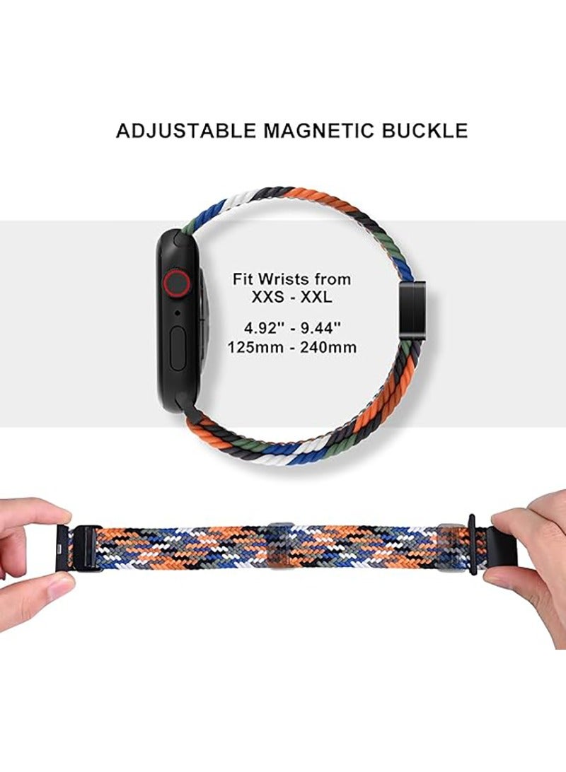 Magnetic Braided Solo Loop Band Compatible with Apple Watch Series 10 49mm 46mm 45mm 44mm 42mm for Women Men, Stretchy Nylon Elastic Sport Strap-Blue  - Image 3
