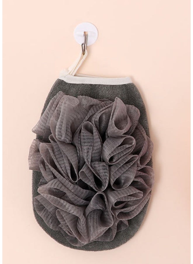 Bath Shower Pouf Sponge 2 in 1 Exfoliating Mesh Pouf Sponge with Elastic Hand Strap for Women Men Kid Bathroom - Image 1