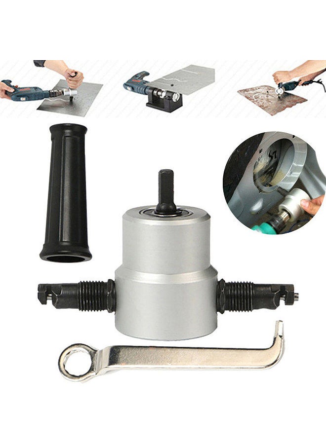 Generic - Sheet Metal Nibbler Cutter Double-headed Sheet Cutter Nibbler Drill Attachment for Straight Curve and Circle Cutting - Image 1
