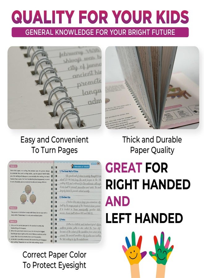 SHOPONIL Cursive Handwriting Practice Books, Magic Book for Kids, Sank Magic Practice Copybook, General Knowledge Book for Pre-Schoolers with Pen, Magic Calligraphy Copybook Set Writing Tool for Kids - Image 3