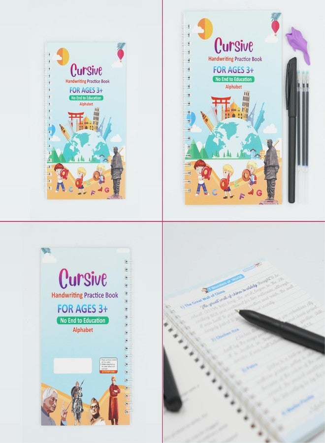 SHOPONIL Cursive Handwriting Practice Books, Magic Book for Kids, Sank Magic Practice Copybook, General Knowledge Book for Pre-Schoolers with Pen, Magic Calligraphy Copybook Set Writing Tool for Kids - Image 2