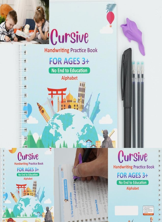 SHOPONIL Cursive Handwriting Practice Books, Magic Book for Kids, Sank Magic Practice Copybook, General Knowledge Book for Pre-Schoolers with Pen, Magic Calligraphy Copybook Set Writing Tool for Kids - Image 1