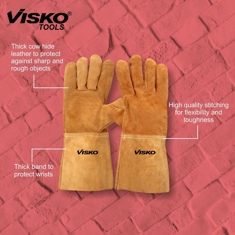 Visko Tools Visko VLB 026 Tools Kit With Leather Tool Bag With 5 Pockets And Welding Hand Gloves Tool Belt - Image 2