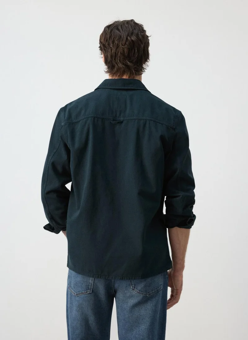 Mango Man 100% cotton overshirt with pockets