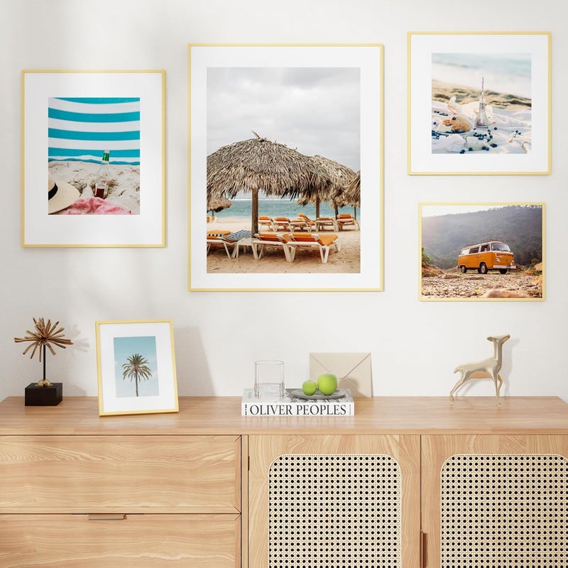 FLYJOE 12x16 Metal Picture Frame for Wall With Mat for 9x12, 12''x16'' Aluminum Certificate Document Frames With Plexiglass, Minimalist Modern Poster Frame Horizontally And Vertically, Gold - Image 2