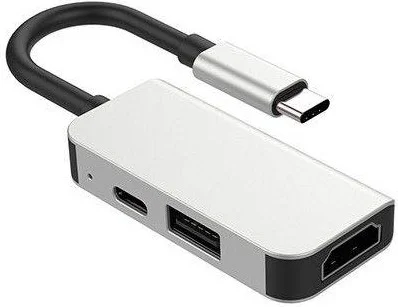 بولهاموبيل Polham 3in1 Type C 1x Usb, 1x 4K Hdmi and 1x Pd Type C Coupler Converter Adapter Hub