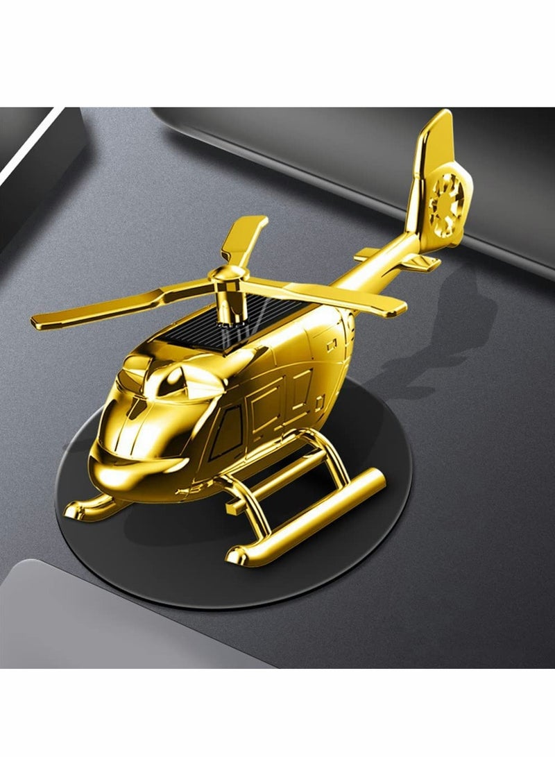 Air Freshener Car Fragrance Diffuser Solar Rotating Automotive Air Fresheners Ornament Helicopter Shape Solid Aromatherapy Decoration for Car and Home (Gold) - Image 1