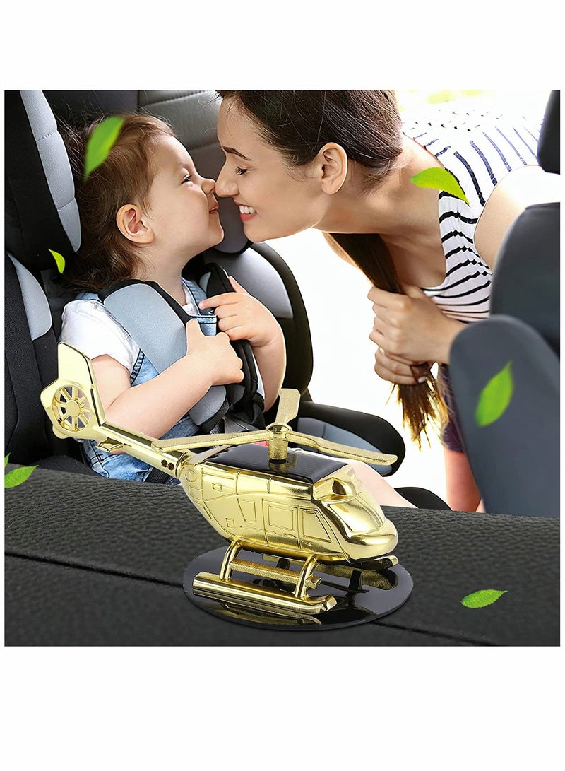 Air Freshener Car Fragrance Diffuser Solar Rotating Automotive Air Fresheners Ornament Helicopter Shape Solid Aromatherapy Decoration for Car and Home (Gold) - Image 2