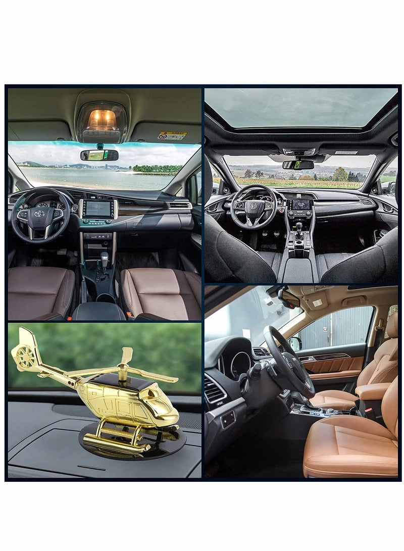 Air Freshener Car Fragrance Diffuser Solar Rotating Automotive Air Fresheners Ornament Helicopter Shape Solid Aromatherapy Decoration for Car and Home (Gold) - Image 3