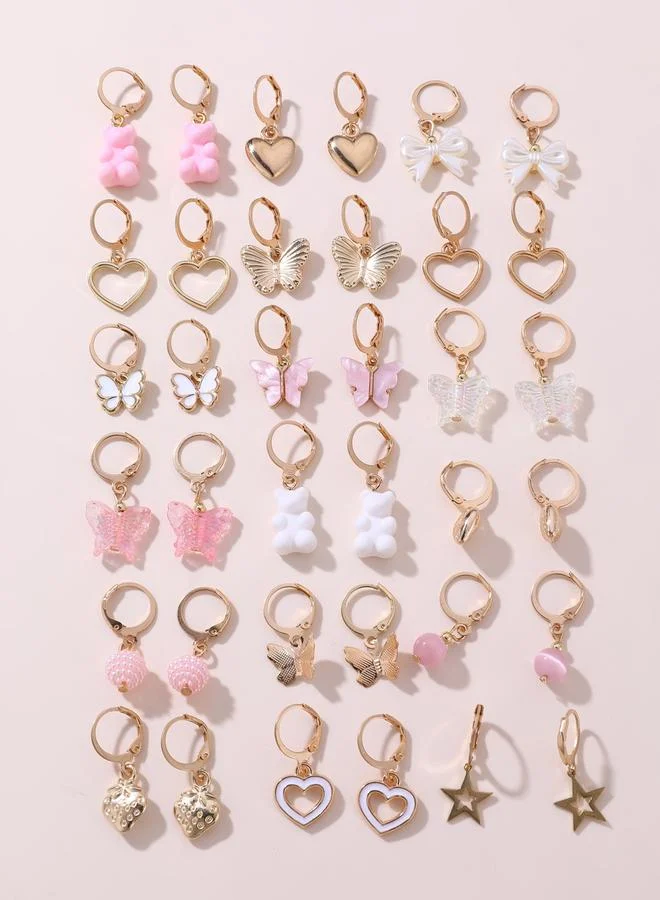Take Two  Pack of 18 - Hearts and Butterflies Assorted Earrings for Women | Best Price UAE