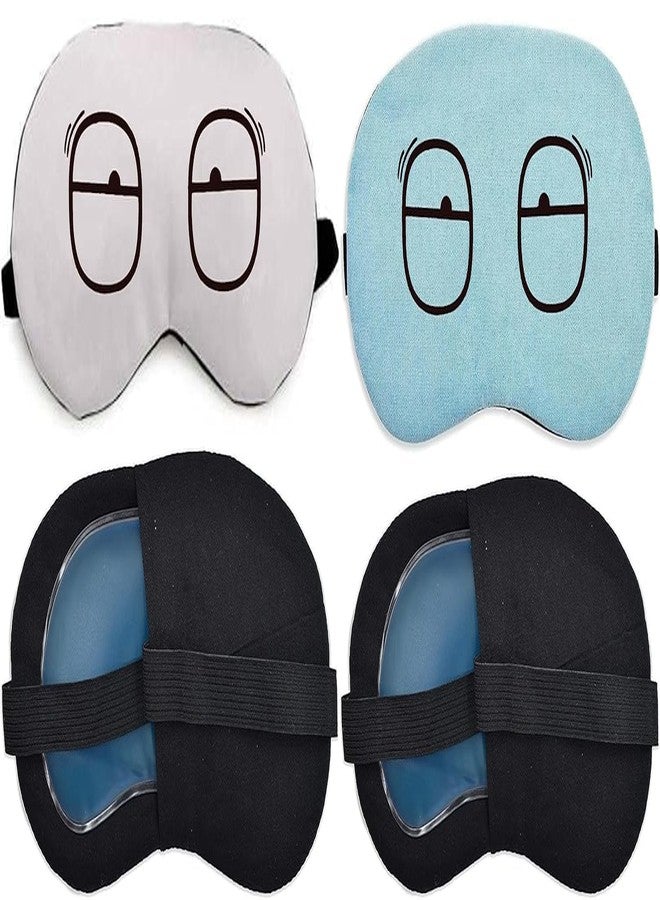 Aoxeria (PACK OF 2 PIECE) Printed Eye Mask For Sleeping Men Women With Cooling Gel For Night Deep Sleep, Puffy Eye's, Dry Eyes (white and blue). - Image 1