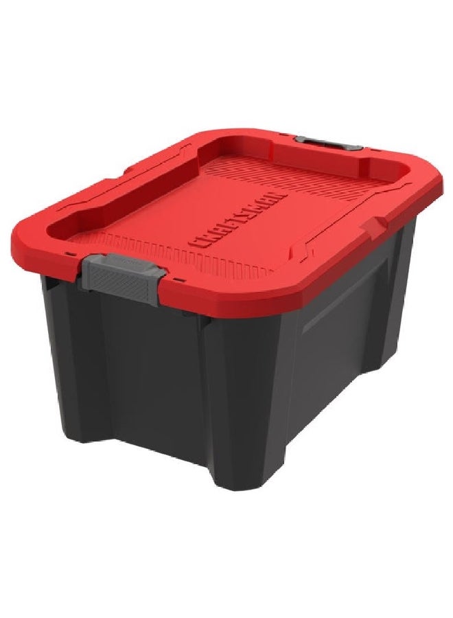 CRAFTSMAN Rectangular Storage Tote with Latching Lid Black and Red 20 Gal 206412 