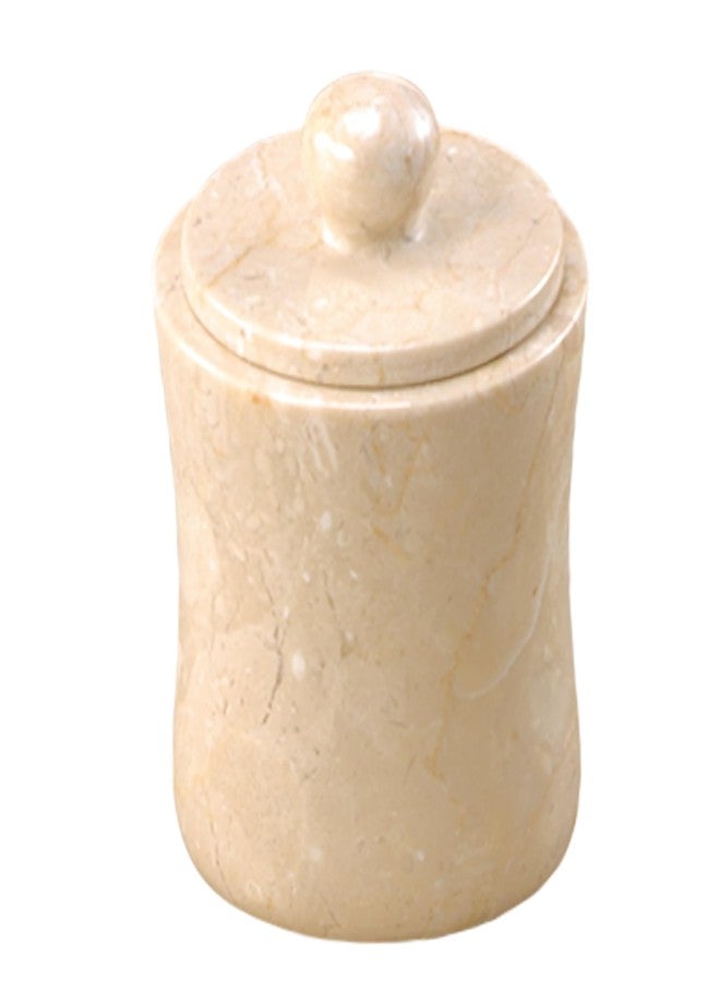 Creative Home 🏺 Luxury Handcrafted Natural Java Marble Storage Jar - Heavy-Duty Decorative Container for Cotton Balls, Jewelry, & Small Essentials, Elegant & Durable (3.6” x 5.3”, Beige) 🏺 - Image 1