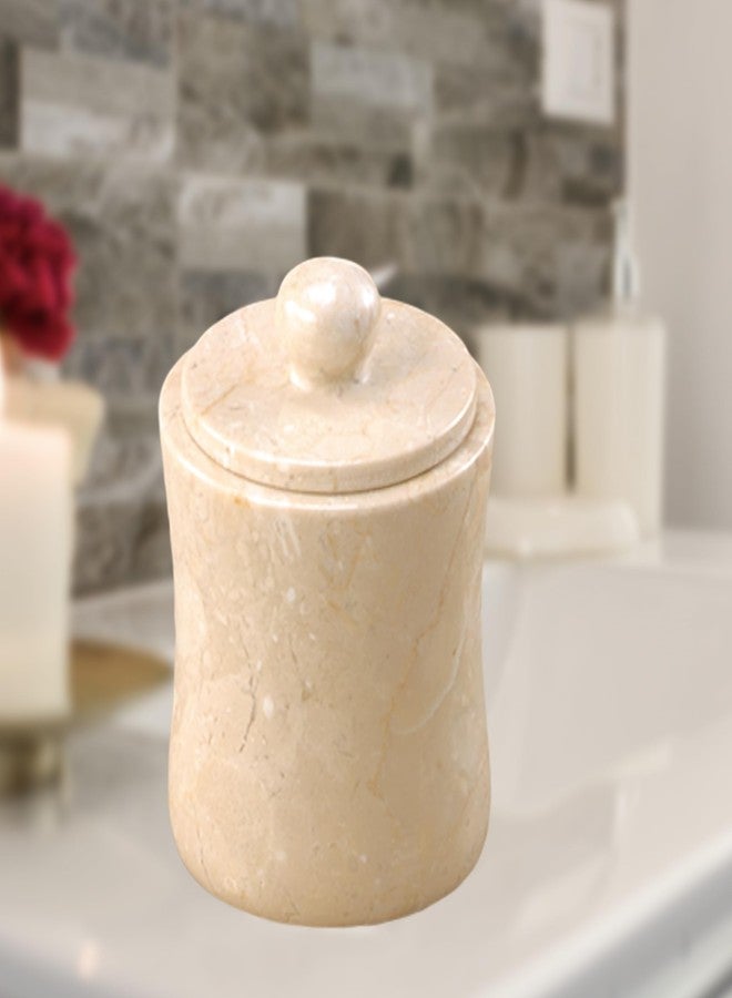 Creative Home 🏺 Luxury Handcrafted Natural Java Marble Storage Jar - Heavy-Duty Decorative Container for Cotton Balls, Jewelry, & Small Essentials, Elegant & Durable (3.6” x 5.3”, Beige) 🏺 - Image 3