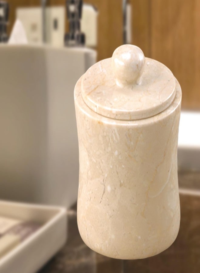 Creative Home 🏺 Luxury Handcrafted Natural Java Marble Storage Jar - Heavy-Duty Decorative Container for Cotton Balls, Jewelry, & Small Essentials, Elegant & Durable (3.6” x 5.3”, Beige) 🏺 - Image 4