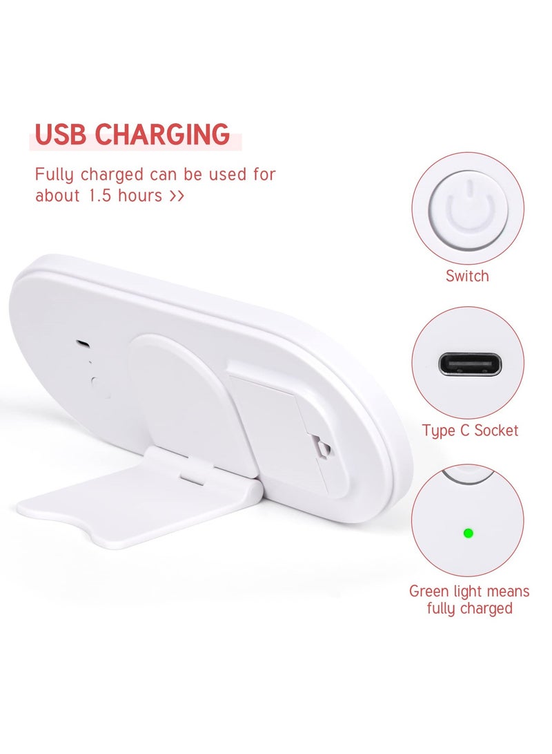 منظم مكياج محمول قابل لإعادة الشحن مع ضوء LED ومرآة، حقيبة تجميل أنيقة للسفر للنساء، حل تخزين متعدد الوظائف - Image 3