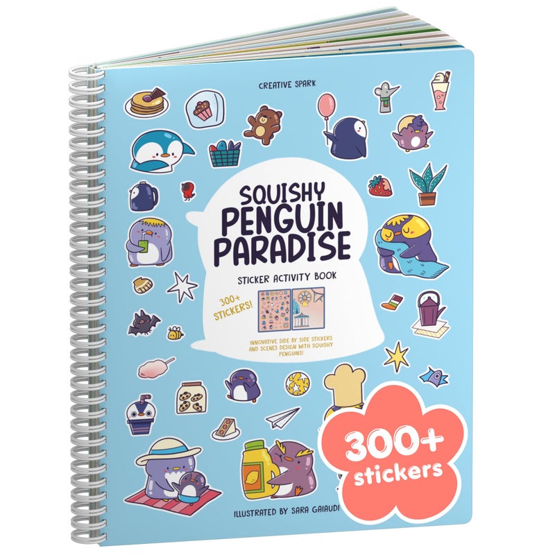 CUPKIN Penguin 300 Kids Sticker Book by Cupkin Toddler Airplane Travel Coloring and Sticker Book Road Trip Essentials 8 Coloring Pages 8 Side by Side Scenes for Ages 28 Years - Image 2