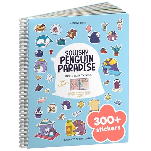 CUPKIN Penguin 300 Kids Sticker Book by Cupkin Toddler Airplane Travel Coloring and Sticker Book Road Trip Essentials 8 Coloring Pages 8 Side by Side Scenes for Ages 28 Years - Image 1