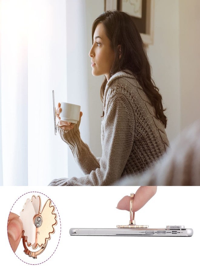 cobee Cell Phone Ring Holders, 4 Pcs Cute Daisy Finger Kickstands Metal Round 180°/360° Rotation Hand Grip with Knob Loop Phone Ring Grips Compatible with Most Smartphones, Tablets - Image 4
