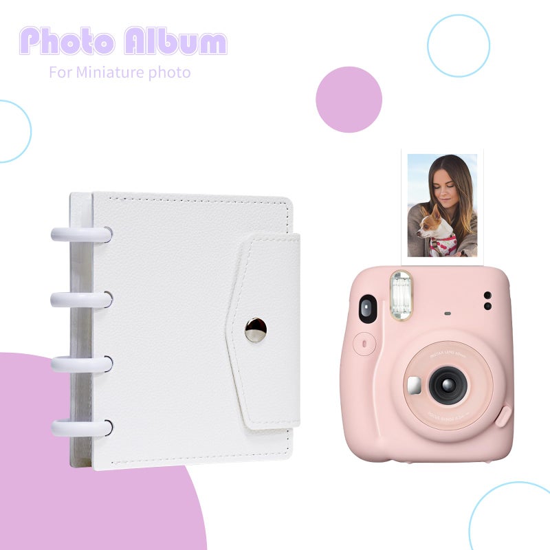 Babyfond Photocard Binder 3 Inch Kpop Binder, Detachable Kpop Photocard Holder Book, Button Design Mini Photo Album, 20 Pockets Fits 40 Photocards (White) - Image 3