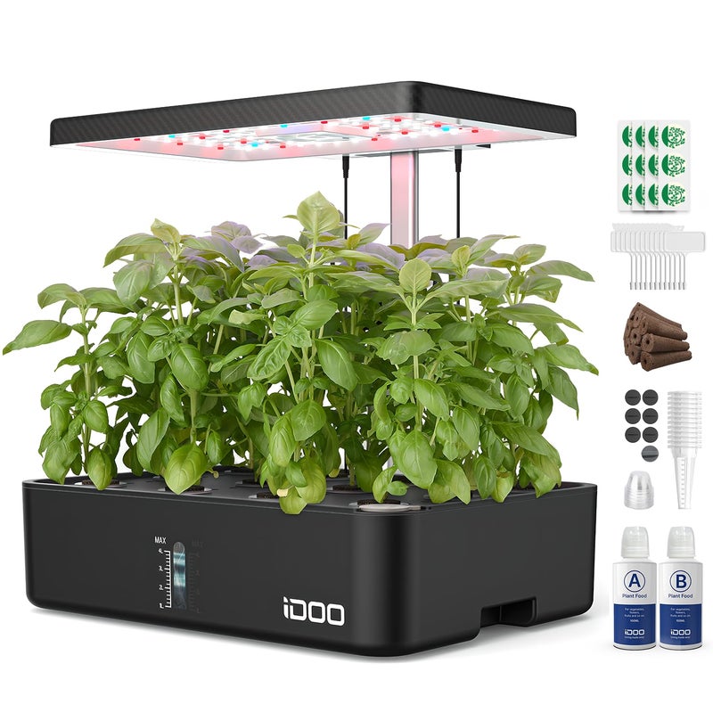 iDOO Hydroponics Growing System Kit 12Pods, Indoor Herb Garden System, with LED Grow Light, Built-in Fan, Auto-Timer, Adjustable Height Up to 11.3", for Home School, for Women Mom, for Christmas Gifts - Image 1