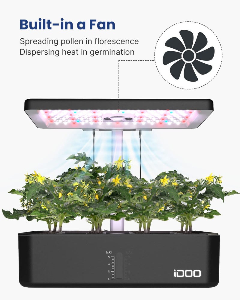 iDOO Hydroponics Growing System Kit 12Pods, Indoor Herb Garden System, with LED Grow Light, Built-in Fan, Auto-Timer, Adjustable Height Up to 11.3", for Home School, for Women Mom, for Christmas Gifts - Image 3