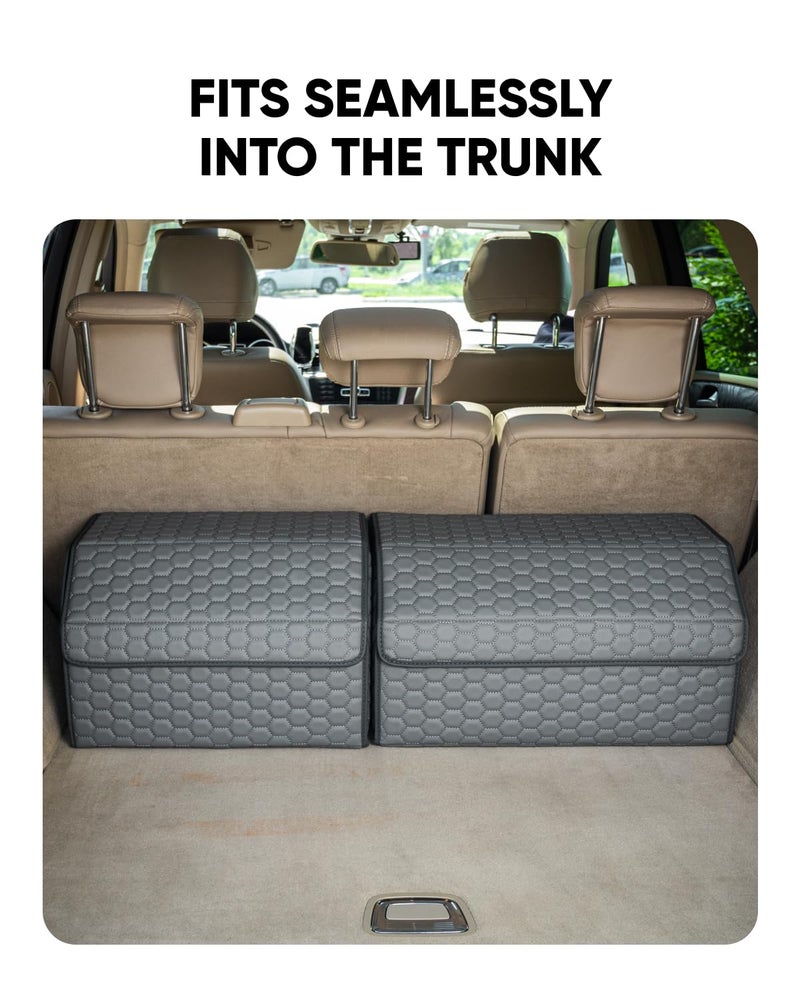 Owleys Foldable Trunk Organizer For Car - Trunk Organizers Car Storage - Collapsible Auto Trunk Organizer With Lid - Small And Large Cargo Organizer - Trunk Organization (Gray 21) - Image 5