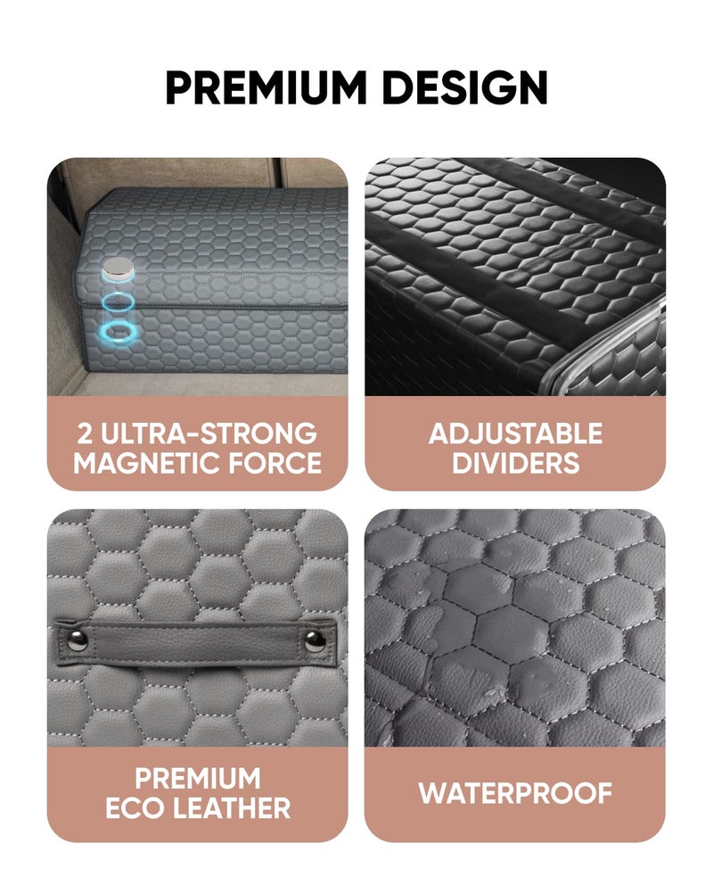Owleys Foldable Trunk Organizer For Car - Trunk Organizers Car Storage - Collapsible Auto Trunk Organizer With Lid - Small And Large Cargo Organizer - Trunk Organization (Gray 21) - Image 4