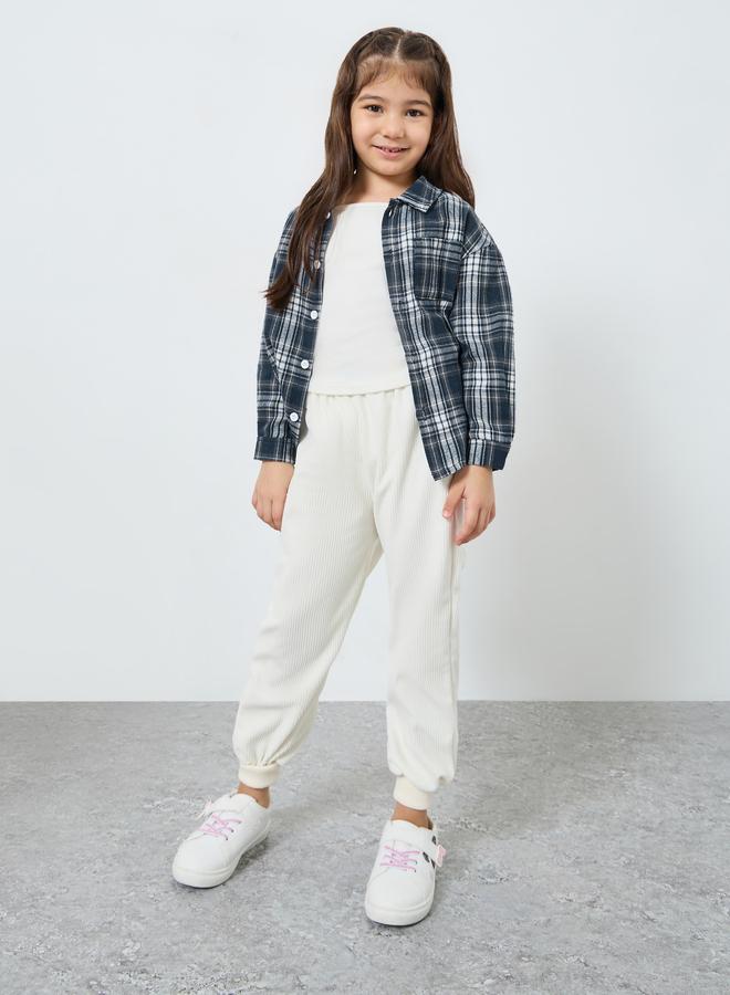 Styli Girls Checkered Shirt with Patch Pocket - Image 2