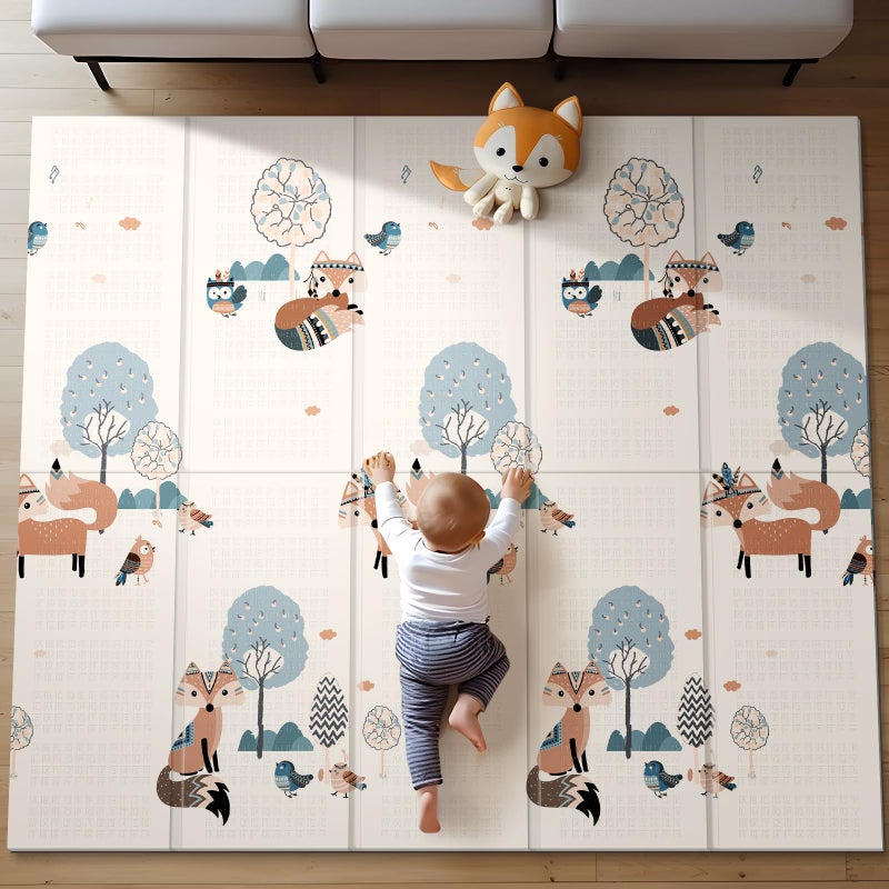 UANLAUO Baby Play Mat Reversible Waterproof Foam Padded Play Mat for Infants Babies Toddlers Plays and Tummy Time Foldable 71x59 Inches Baby Crawling mat with Travel Bag for Indoor and Outdoor
