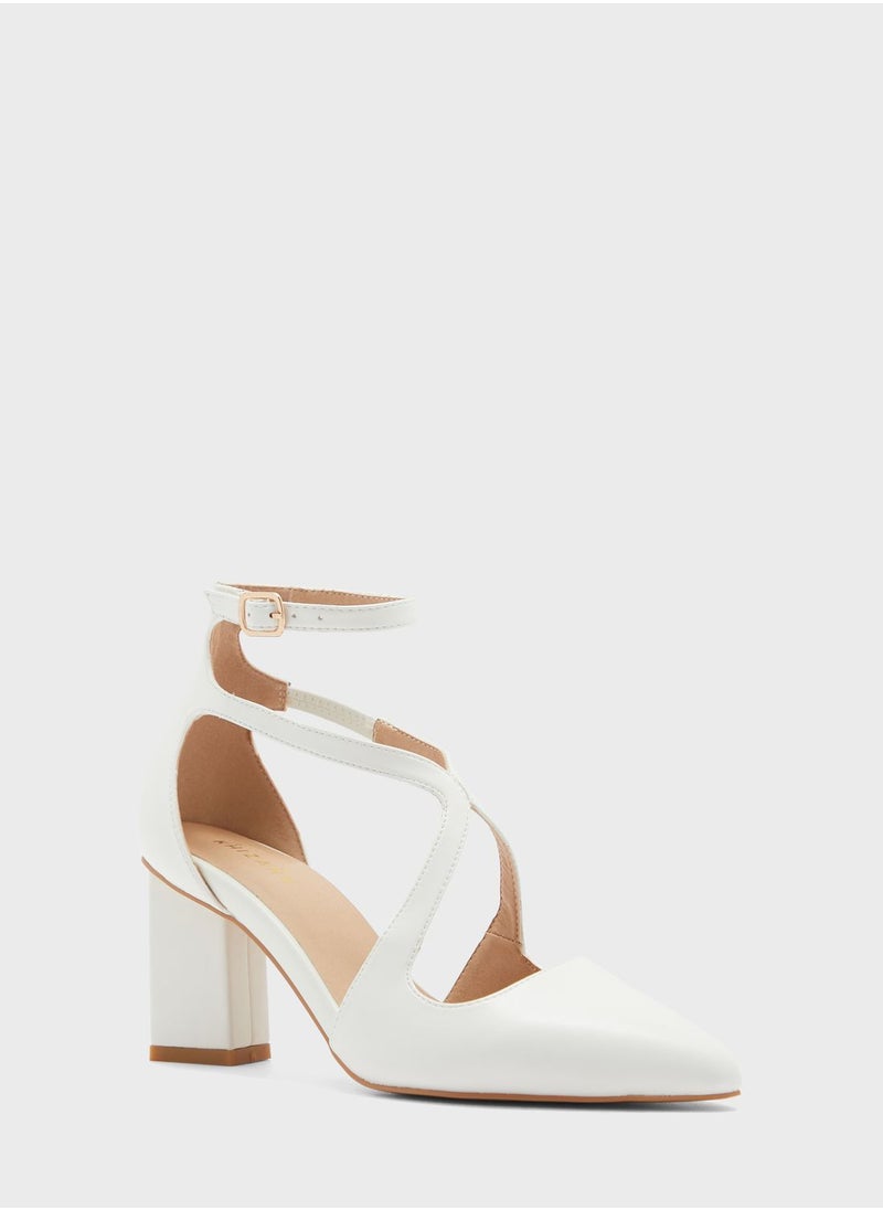 Khizana - Criss Cross Block Heel Pointed Pump - Image 1