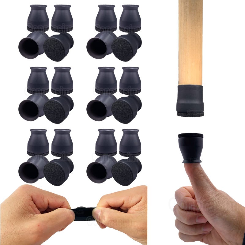 Conprasim Small Fit 1516to 1 732Chair Leg Caps Floor Protectors Furniture Leg Feet Protective Cover Chair Leg Protectors for Hardwood Floors Silicone Furniture Pads with Felt Slide No Scratches No Noise - Image 2