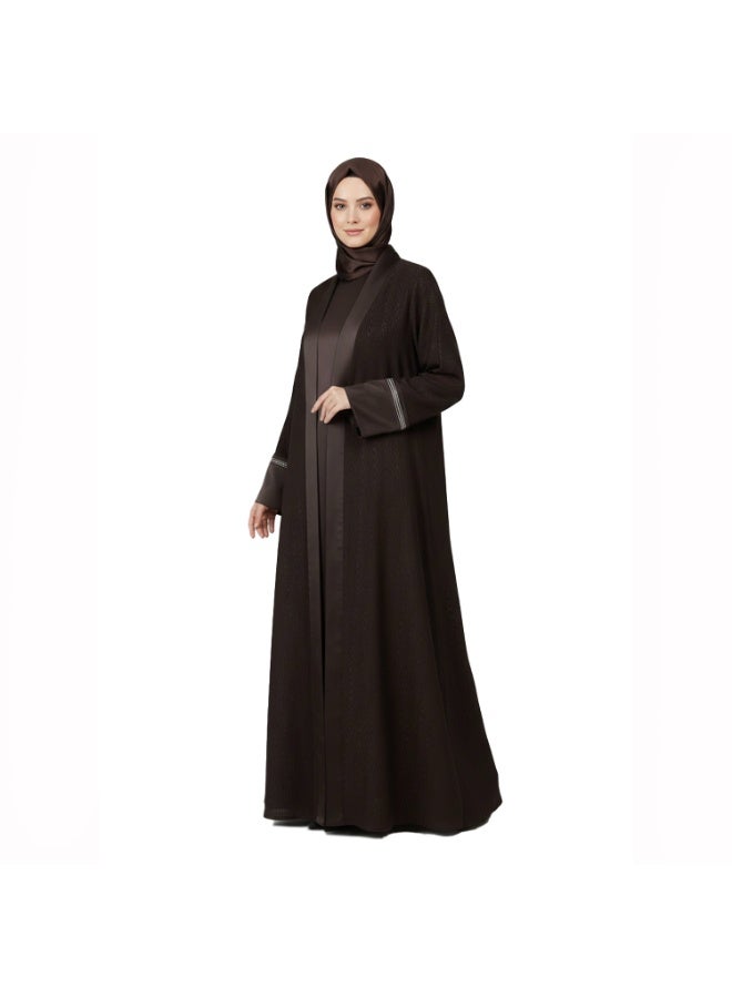 سموكي إيجيبت كفتان عباية كريب چكار - بني - Image 2