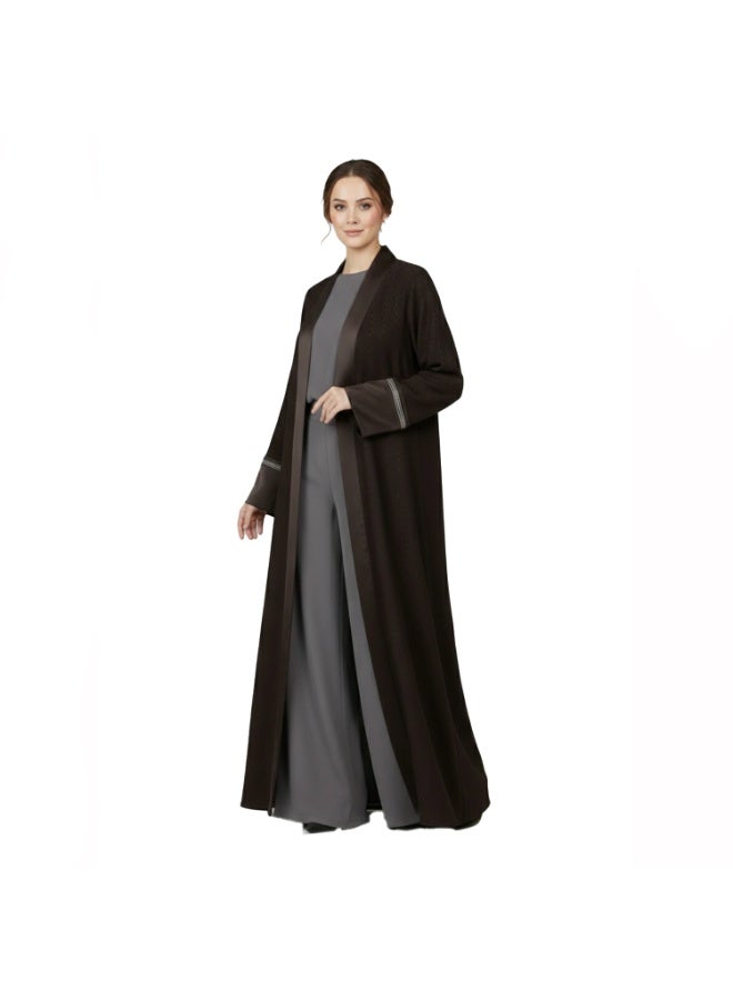 سموكي إيجيبت كفتان عباية كريب چكار - بني - Image 4