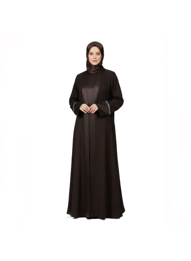 سموكي إيجيبت كفتان عباية كريب چكار - بني - Image 1