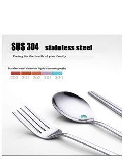 KASTWAVE Portable Travel Utensils, Reusable Cutlery Camping Utensil Set with Case Including Stainless Steel Knife Fork Spoon Chopsticks Cleaning Brush Straws 8pcs  - Image 4