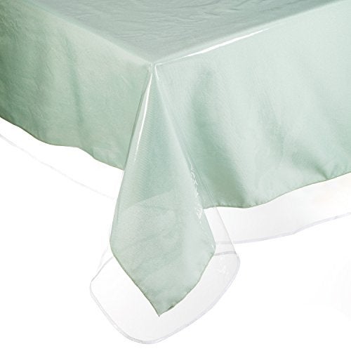 Yourtablecloth Clear Vinyl Tablecloth Heavy Duty 6 Mil Table Cloth (60” x 108” Oblong) Tablecloth Easy to Clean and Highly Durable Comes in White Hemmed Border - Image 2